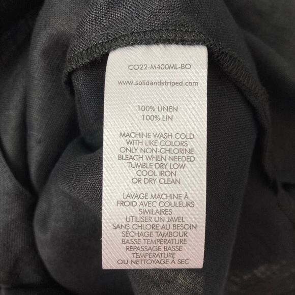 Solid & Striped Men’s 100% Linen Cabana Black Short Sleeve Button Down Shirt XL - Picture 5 of 9